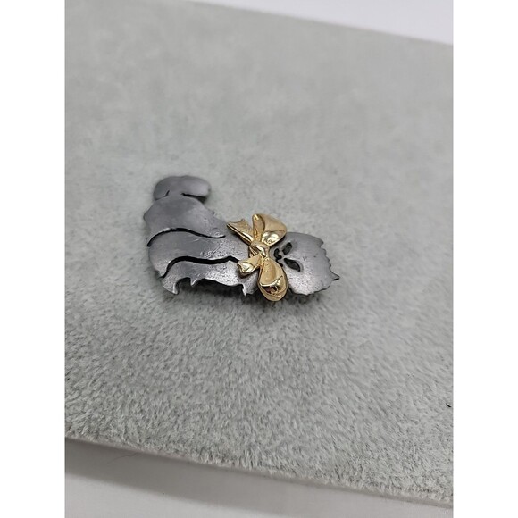 Ultra Craft Matte Silverstone Cat with Bow Pin Brooch Vintage Kitty Jewelry 2" - Picture 7 of 14